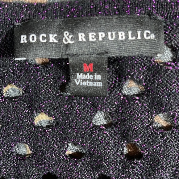 ROCK & REPUBLIC PURPLE GLITTER PULLOVER SWEATER - Picture 5 of 6